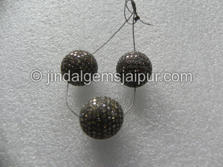 Diamond Studded Silver Ball Beads